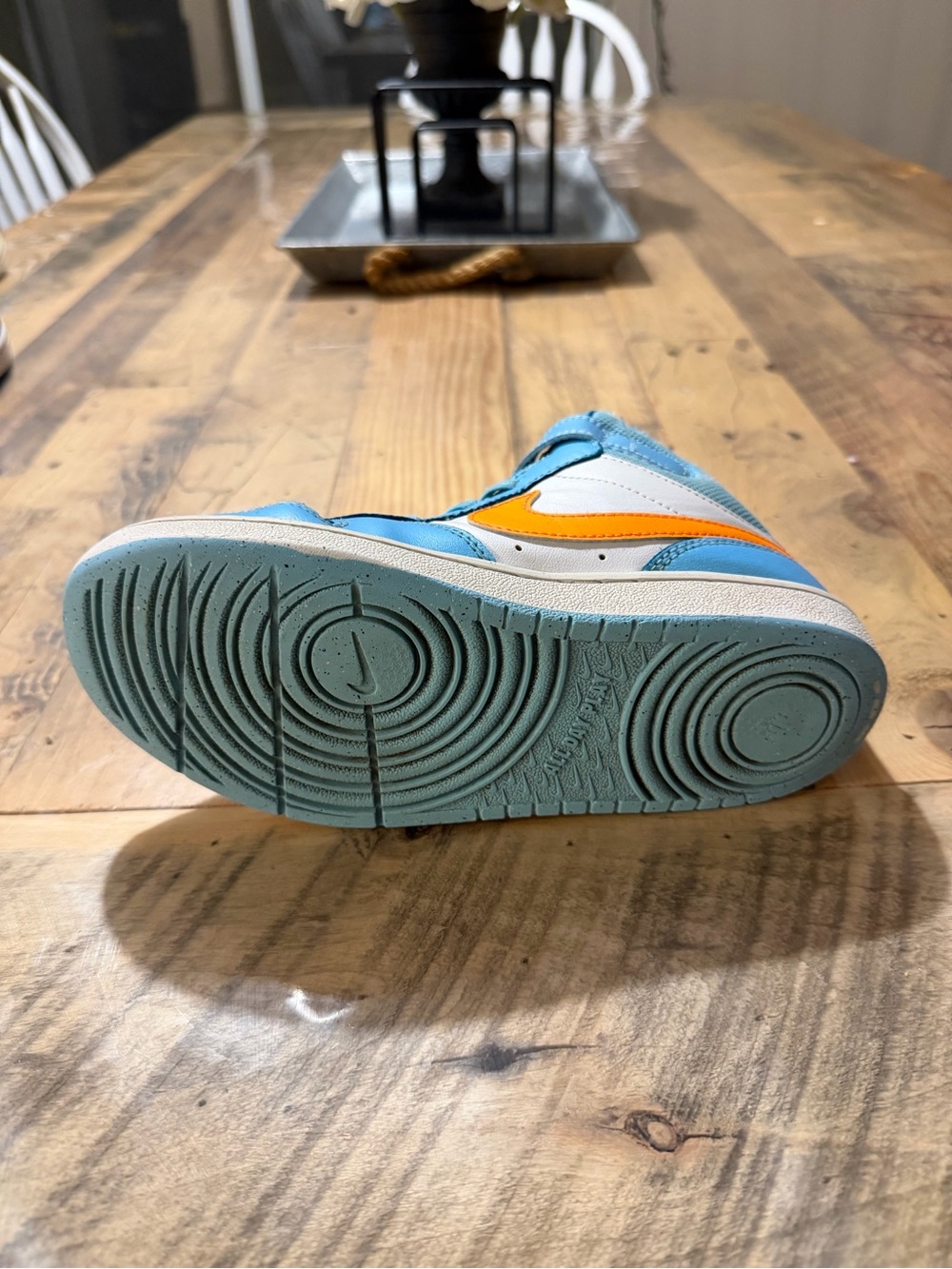 Nike Court Borough Mid 2 (Aquarius Blue / White / Total Orange) 2Y - Picture 7 of 8